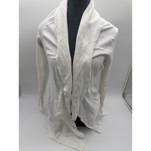 WHITE HOUSE BLACK MARKET White Open Front Waterfall Cardigan
